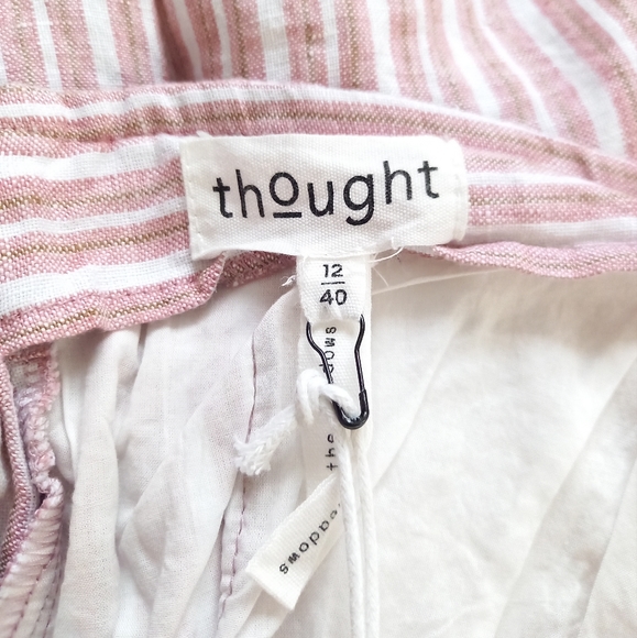 Thought Azalea Striped Pleated 100% Hemp Culottes in Blush Pink - Picture 7 of 8